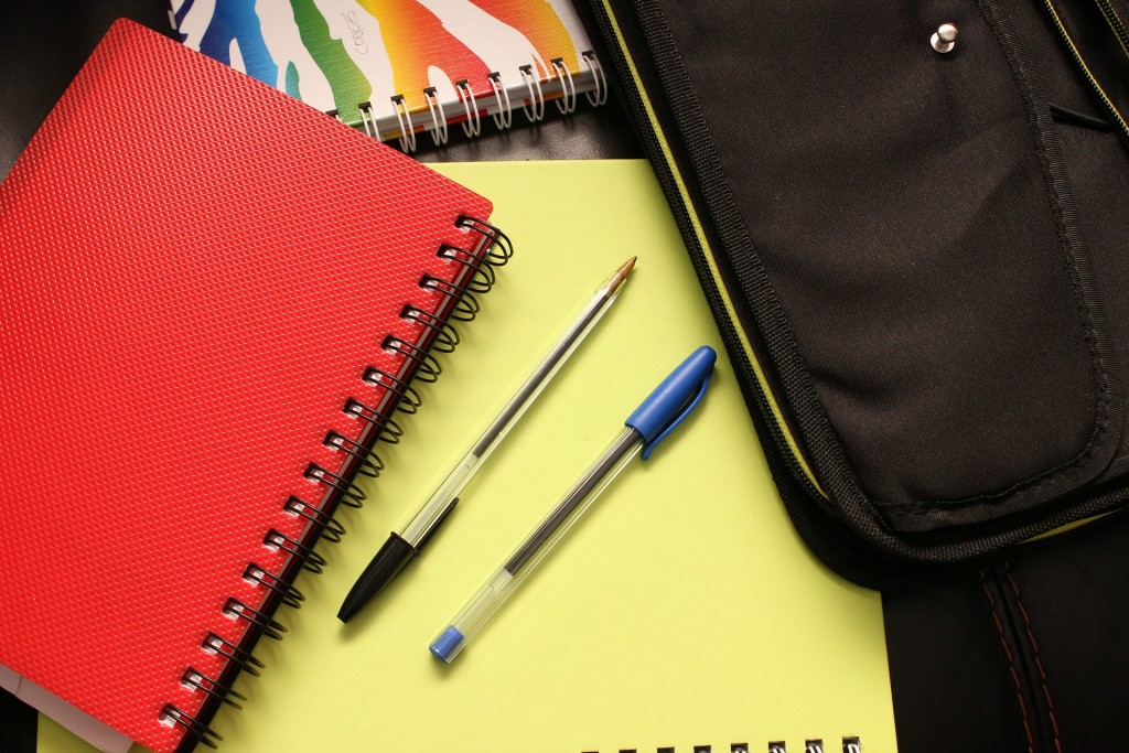 A binder or notebook can help keep papers and looseleaf items all in one place. 